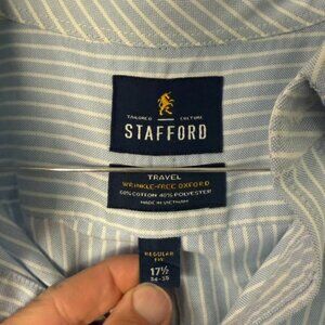 Blue & White Stripe - Stafford - XL - 17.5 neck